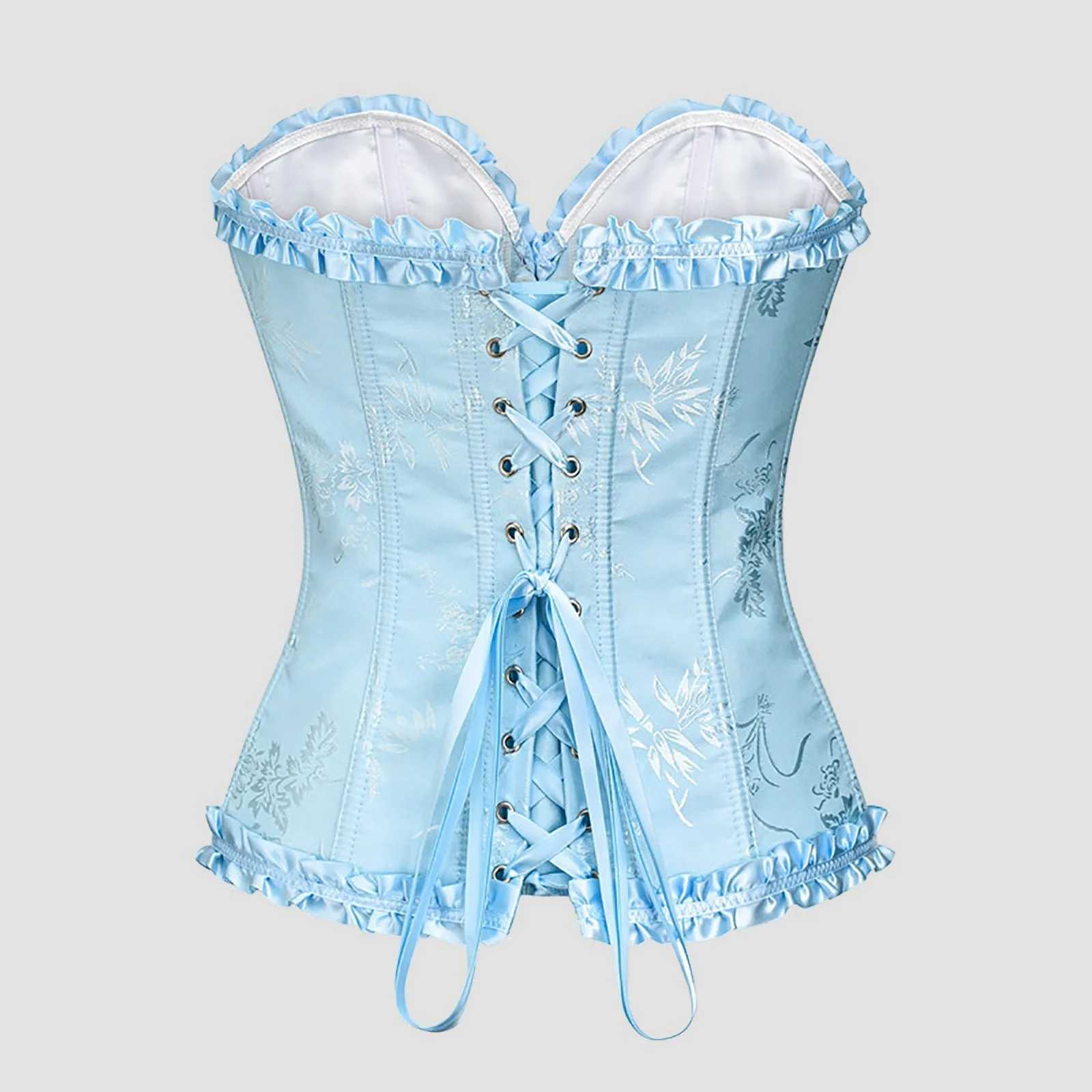 Womens Lace Bowknot Corset Top Sexy Torsion Gathering Waist Corset Slim Fit Tummy Tightening Rubber Bone Bottom ShapewearXJ250304