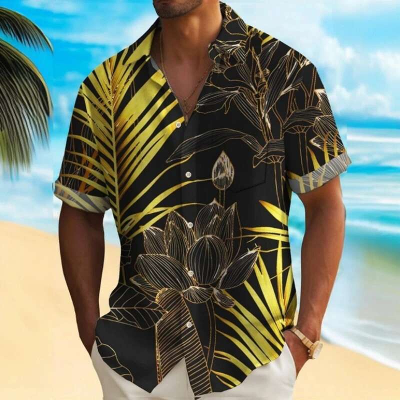 Hawaii Beach 2025 Men's Designer Shirt 3D Printed Summer Daily Casual Short Sleeve Shirt Men's Loose Breathable Oversized Beach Clothing