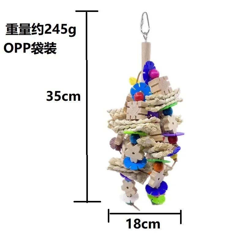 Parrot Nibbling Toy Bird Supplies, Corn Wood Creative Hanging Pieces, Plastic Flower Pieces, Large Parrot Bird Toys
