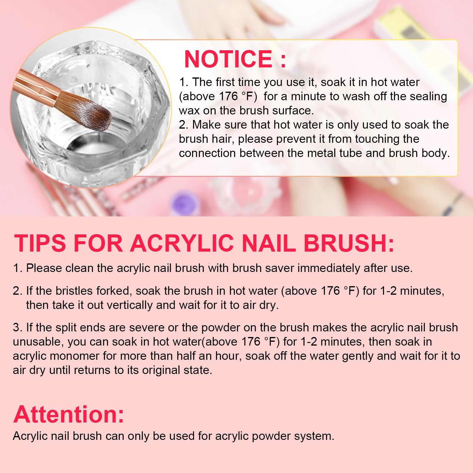 Saviland 7pcs Acrylic Nail Brush Set Professional Nail Brushes for Acrylic Application Acrylic Powder Nail Art Extension DIY 250304