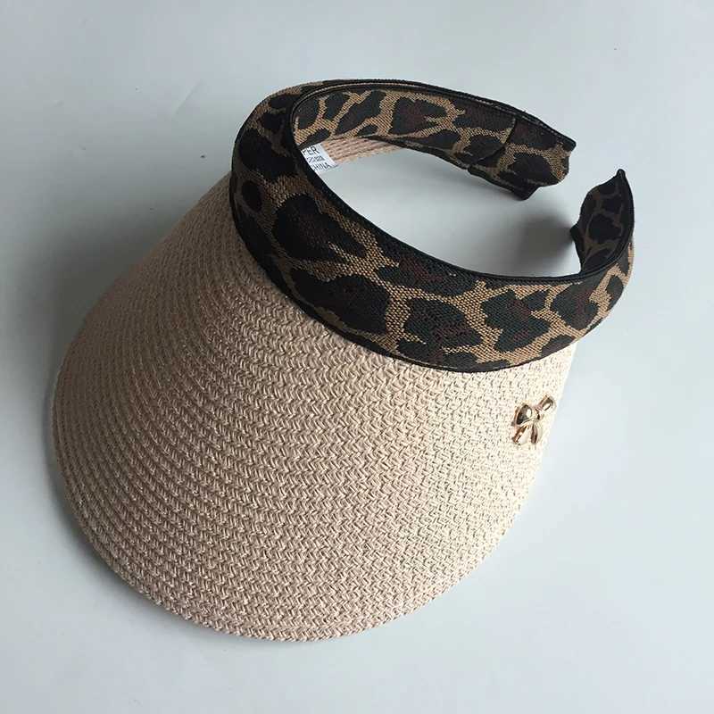 2019 New Womans Sun Hats Female Leopard Bowknot Visor Cs Hand Made DIY Str Summer C Casual Shade Hat Empty Top Hat BeachXJ250304