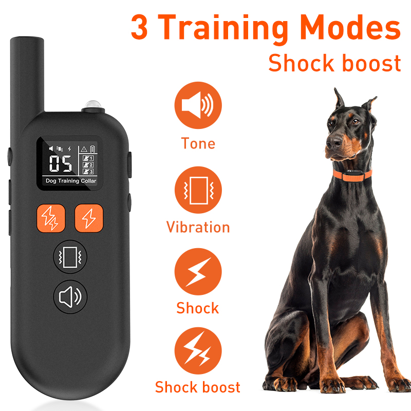 Dog Shock Collar-3300FT Dog Training Collar with Remote Innovative IP67 Waterproof with 3 Training Modes, Anti Bark Collar Rechargeable E-Collar for A