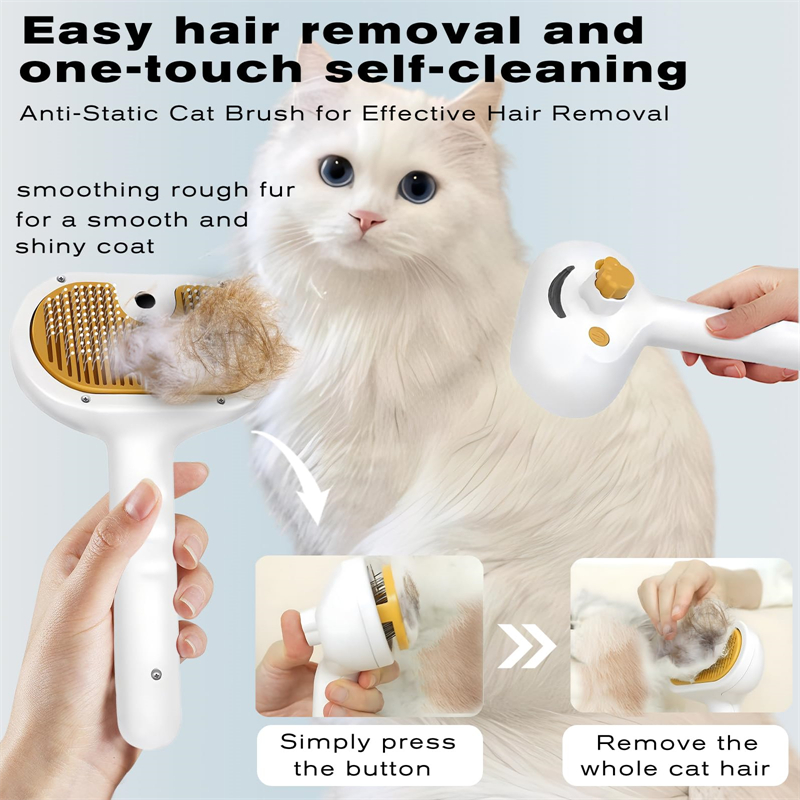 Pet Steam Brush for Dog & Cat Spray Hair Removal Comb Water Brush for Long & Short Haired Pets Spritz Defur Comb