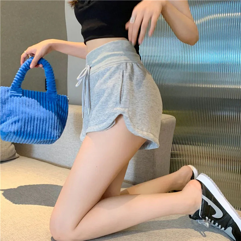 Women Yoga Shorts Summer Outer Wear Mid-Waist Casual Loose Straight Pants Lady Stylish Thin Breathable Wide Leg Gym Short Pants 250304