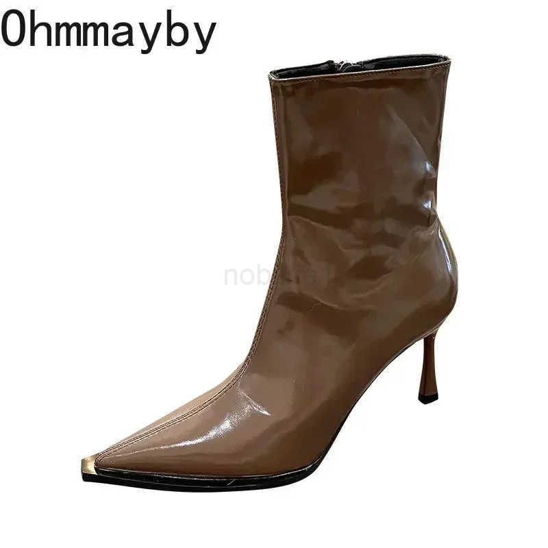 Autumn Winter Short Plush Wen Ankle Boots Fion Pointed Toe Ladies Elegant Pumps Shoes Thin High Heel Short Boots Z250304