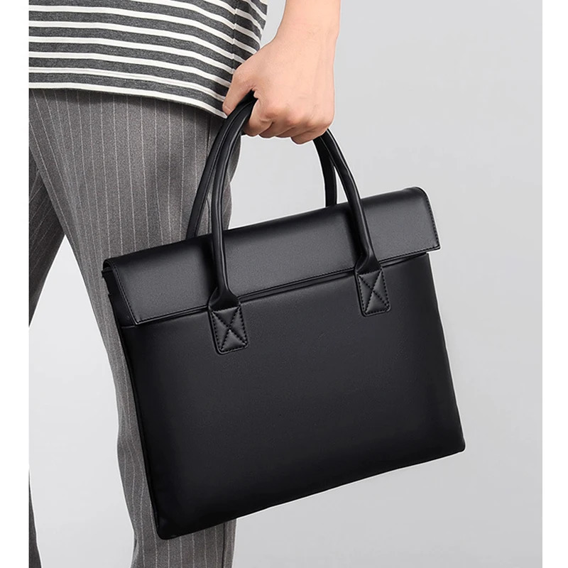 Briefcase Women Executive PU Leather Handbag Office Work Business Commuting Meeting Simple Durable Bag for Man 14 inch Laptop 250228