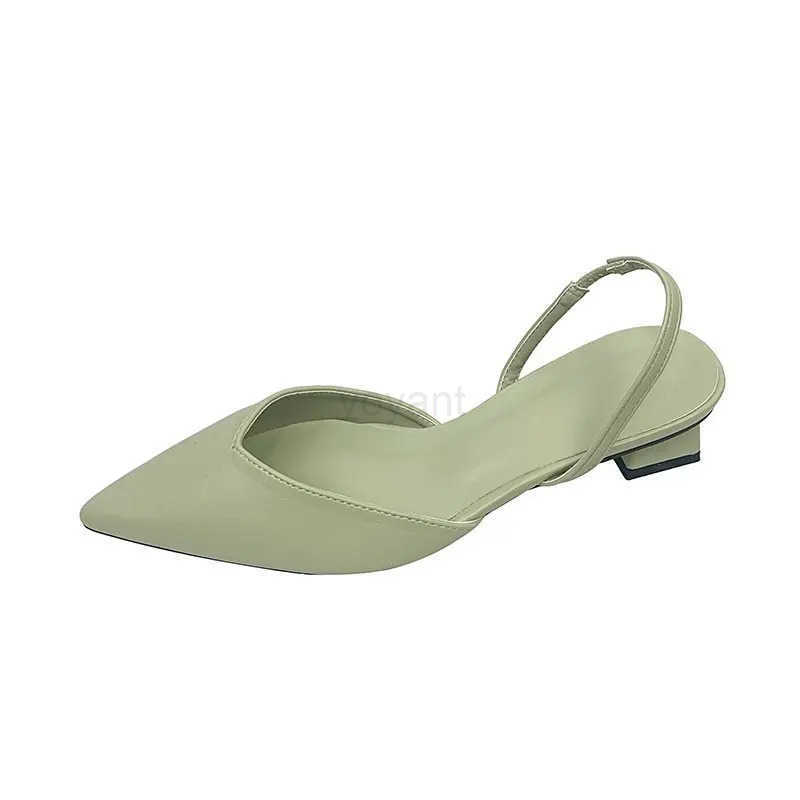 2024 Summer New Pointed Back Trip Mid-heel Sandals for Wen Baotou Fi Shoes Thick Heel Sandals Z250304