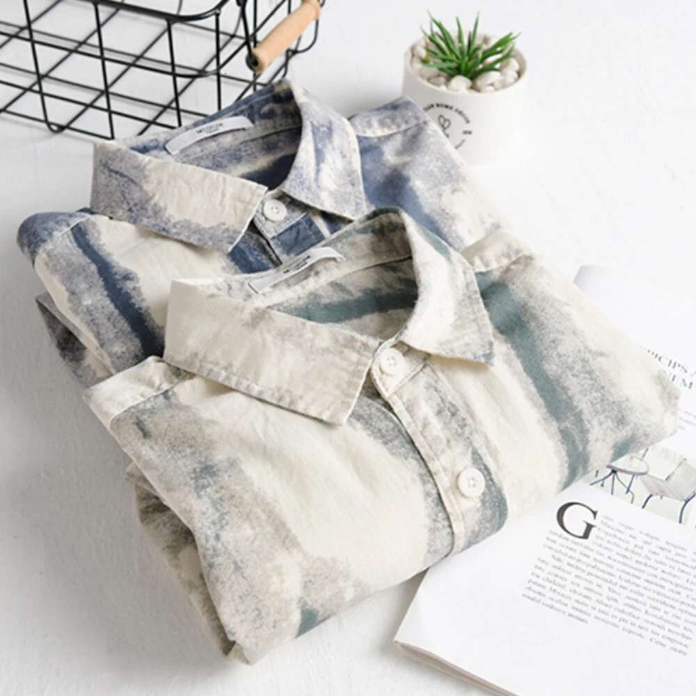 Spring Autumn Men's Shirt Cotton Long Sleeve Fashion Graffiti Casual Shirts Man Clothes Tops Comfortable Young Mens Clothing