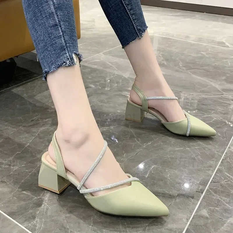 Shoes Trend 2024 Mirror Luxury Sandal Fem Party Sandals Ladies Block H Designer Elegant Cfortable Chunky Summer New Hot Z250304
