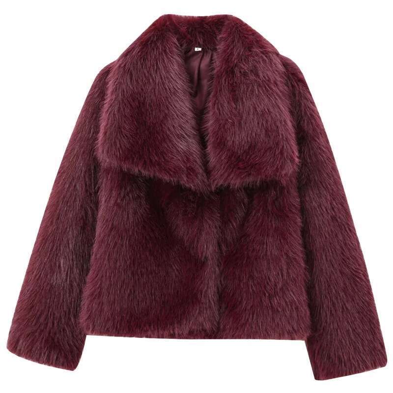 HX Women's Fur Coat Women Plush Bury Bomber Solid Crop Long Sleeve Jacket Warm Winter Woman Casual Coats