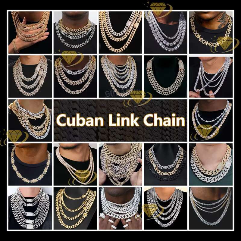 Hip Hop Boutique Jewelry Platinum Sterg Sier VVS Silica Cluster Tennis Chain Bracelet Necklace