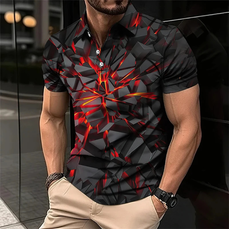 Cool Mecha 3D Printed Short Sleeve Polo Shirts For Men Clothes Tech Style Short Sleeve Fashion Techwear Sports Muscle POLO Shirt 250304