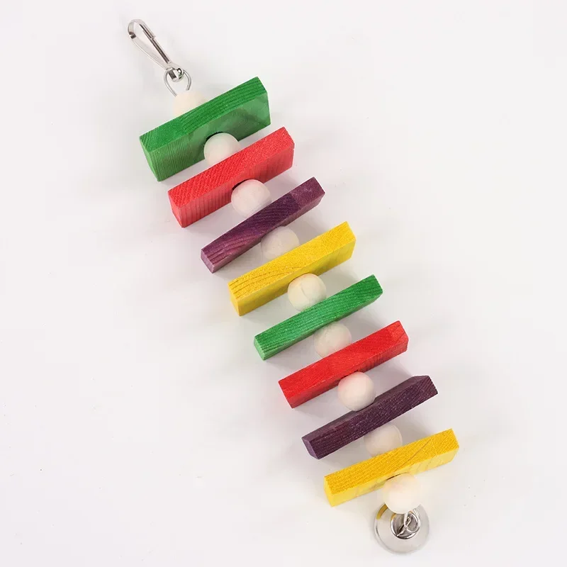 Solid Wood Nibbling Parrot Toy Puzzle Bird Toy Stress Relief Pet Bird Supplies Bird Set Parrot Swing Bird Accessories