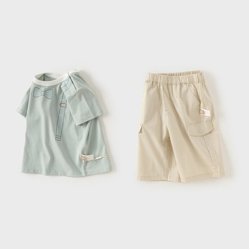 Dave Bella Summer Boys Girls Casual Cotton Set T-shirt and Shorts Sets for Kids Children Two-pieces DB2241004 250304