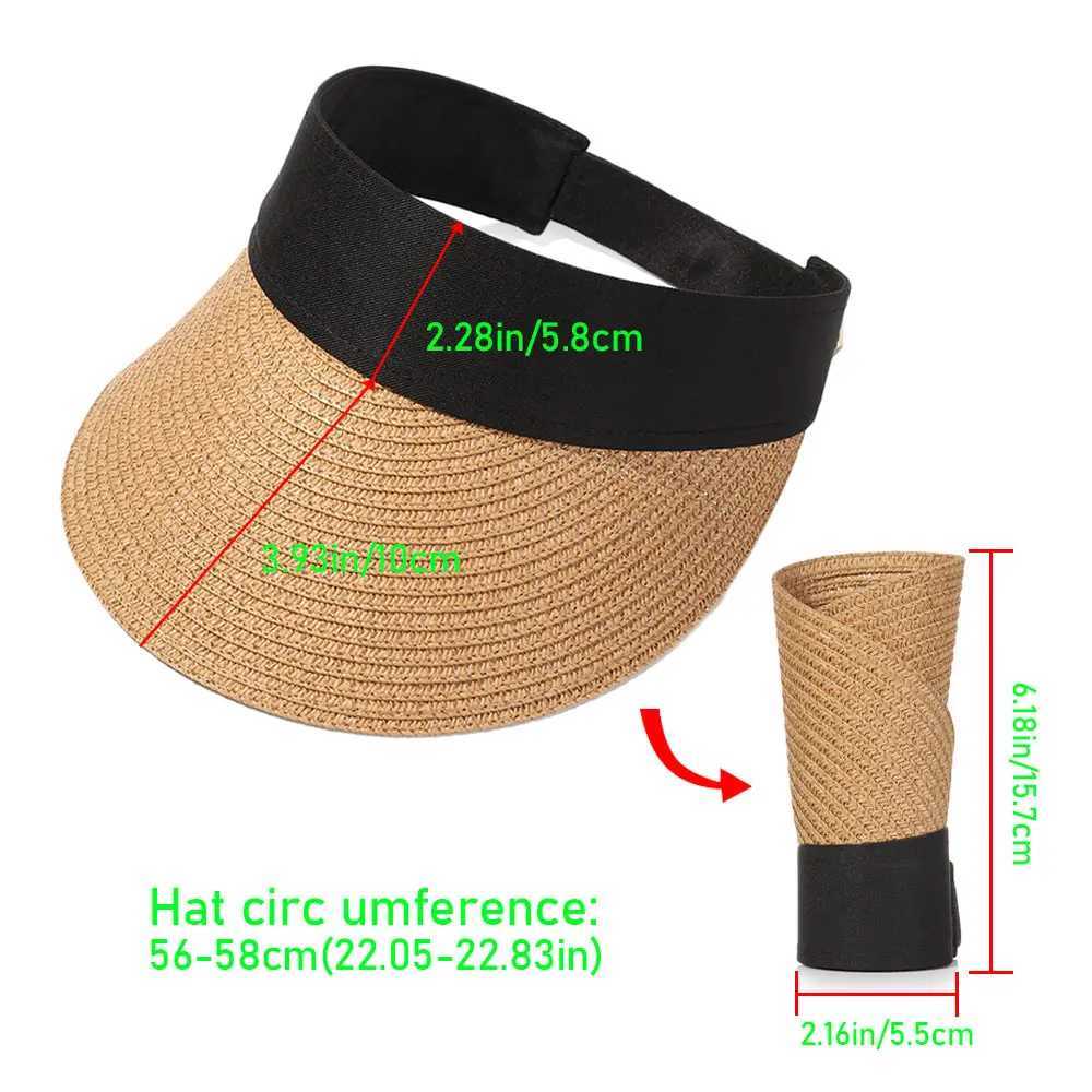 Summer Empty Top Sunc Portable Foldable Magic Te Roll-up Beach Hat Wide Brim Women Sun Hat Fashion Casual Str C VisorsXJ250304