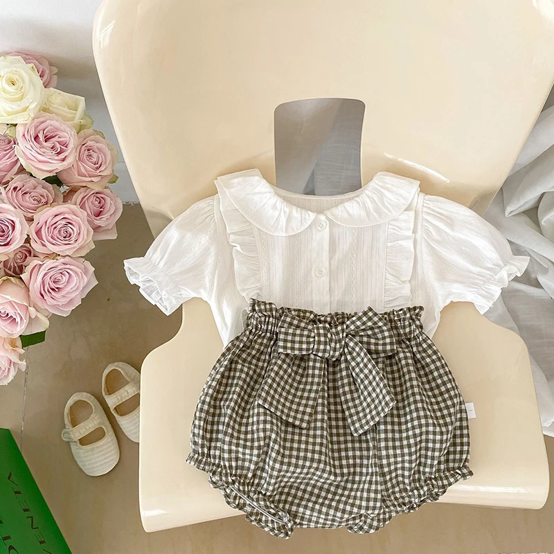 Baby Girls Suit Short Sleeves TopBread Shorts 2pcs Toddler Girls Floral Printed Casual Suit Princess Girls Summer Clothes 250304
