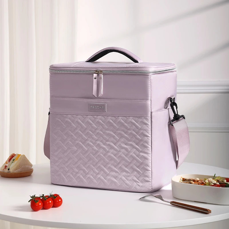 Womens portable lunch bag large double-layer lunch box suitable for work double-layer insulation and leak proof lunch box 250228