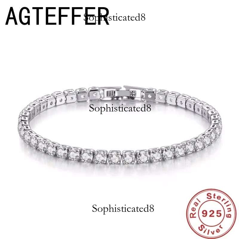 S Sterg Sier Bracelet Zirconia Tennis Ball Women Fashion Simple Engagement Wedding Charm Jewelry 4mm 16-20cm