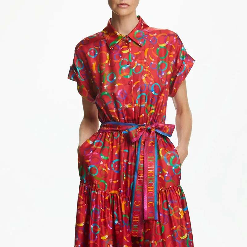 Bright Colours Summer Colourful Matching Womens Dresses Comfortable To Wear Exquisite Workmanship Retro Versatile 250227Z