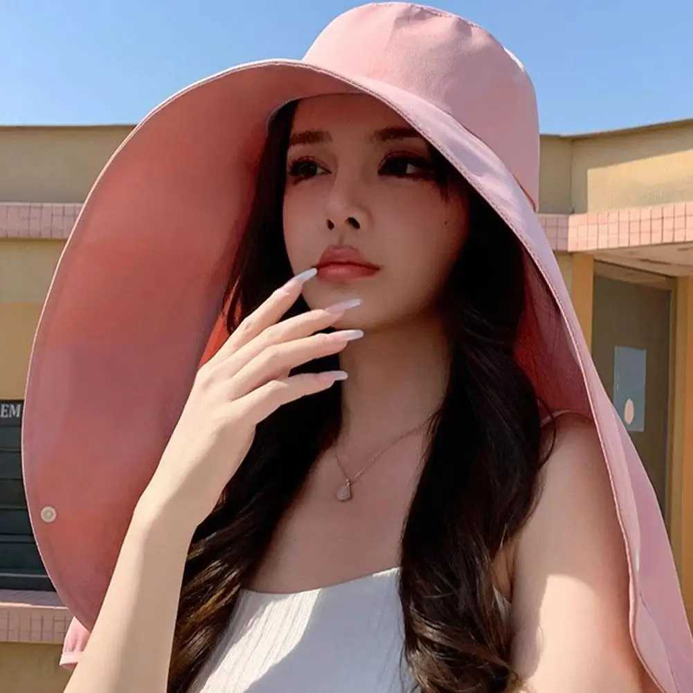 Womens summer hat outdoor UV neck protection sun protection canopy for fishing hiking wide Brim Shl sun protection ponytail CXJ250304
