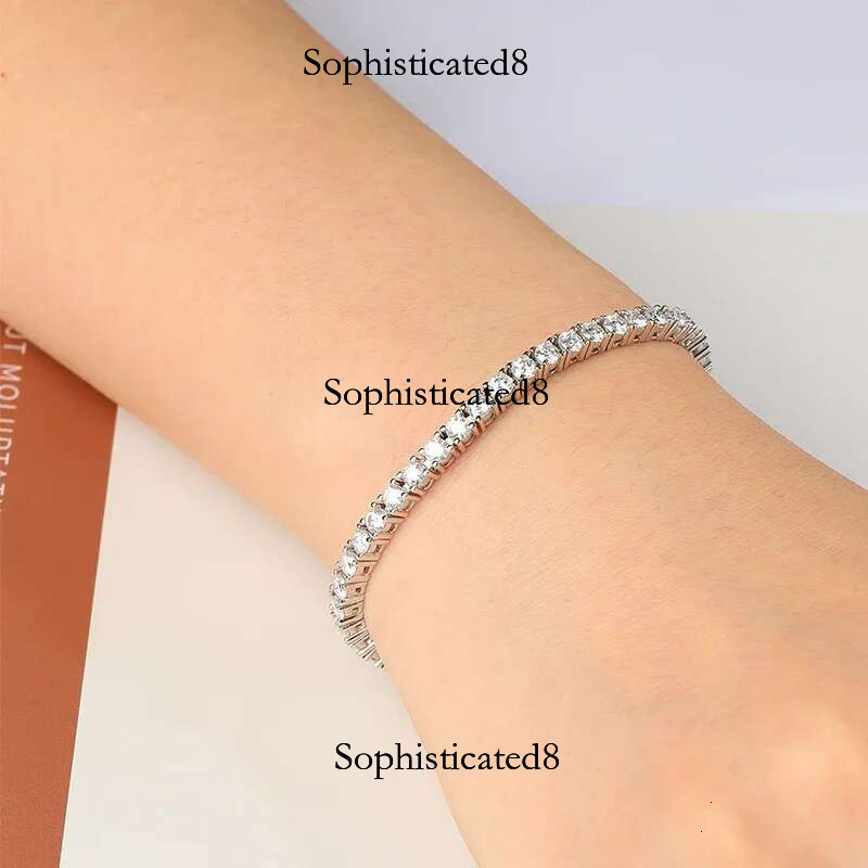 Smyoue 2-6.5mm Real Moissanite Tennis Bracelet for Women Christmas Gift Platinum Plated 100% Sterg Sier Wedding Jewelry