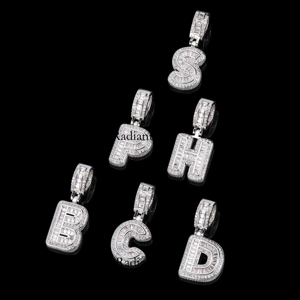 Dropshipping Iced Out Initials Rock Sugar Letter Pendant Men's Hip Hop Gold Plating Name Necklace for Men With Rope Chain