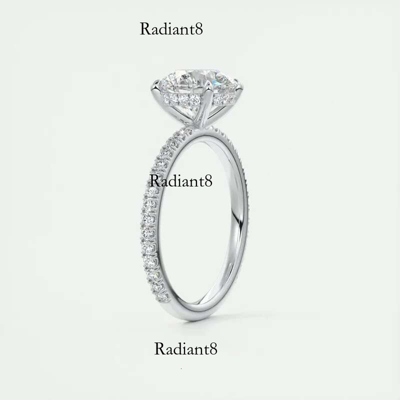 Classic Sterg Sliver Engagement Wedding Promise Ring 8mm 2 Round D-E Moissanite Finger Rings for Women Jewelry GRA