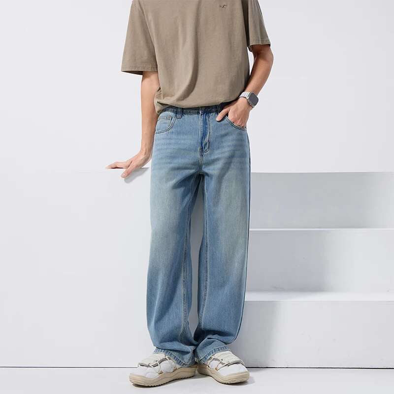 Spring-Summer Clanfit Straight-Tube Version Slim Trend Sag Lyocell Basic Jeans