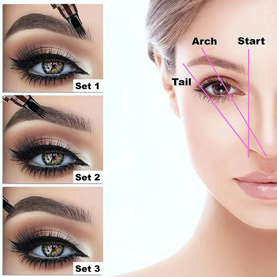 4 Point Eyebrow Pencil Maquillajes Para Mujer Waterproof Liquid Eyebrow Pen Makeup Long Lasting Cosmetic Microblade Brow Pencil 250222