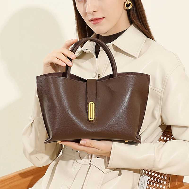 Burminsa Cowhide Genuine Leather Soft Shoulder Bags For Women 2025 Luxury Designer Shopping Tote Top Handle Work Ladies Handbags Z250303
