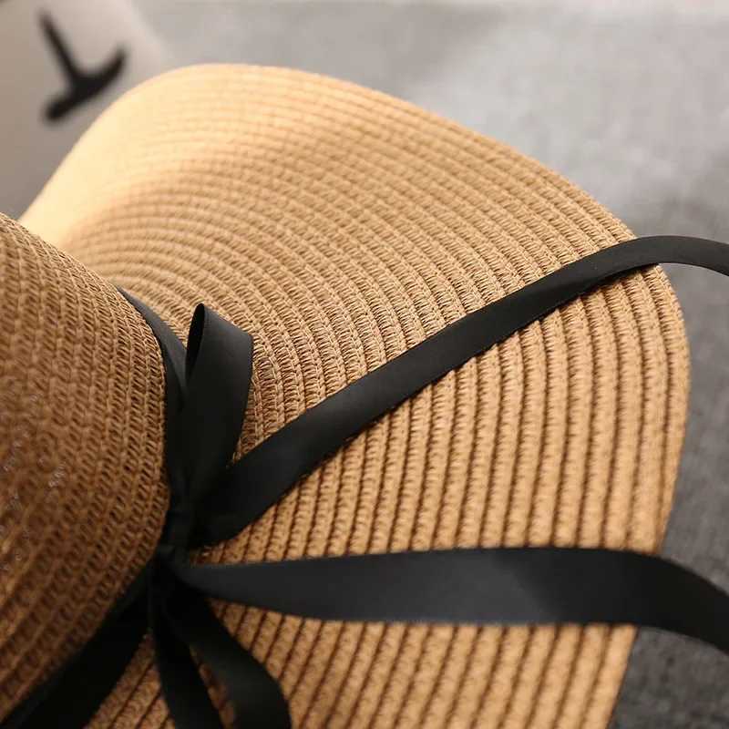 Big Brim Bowknot Sun Hat Breathable Sun Protection Str Hat Mens Summer Outdoor Travel Sports Hiking Beach CsXJ250304