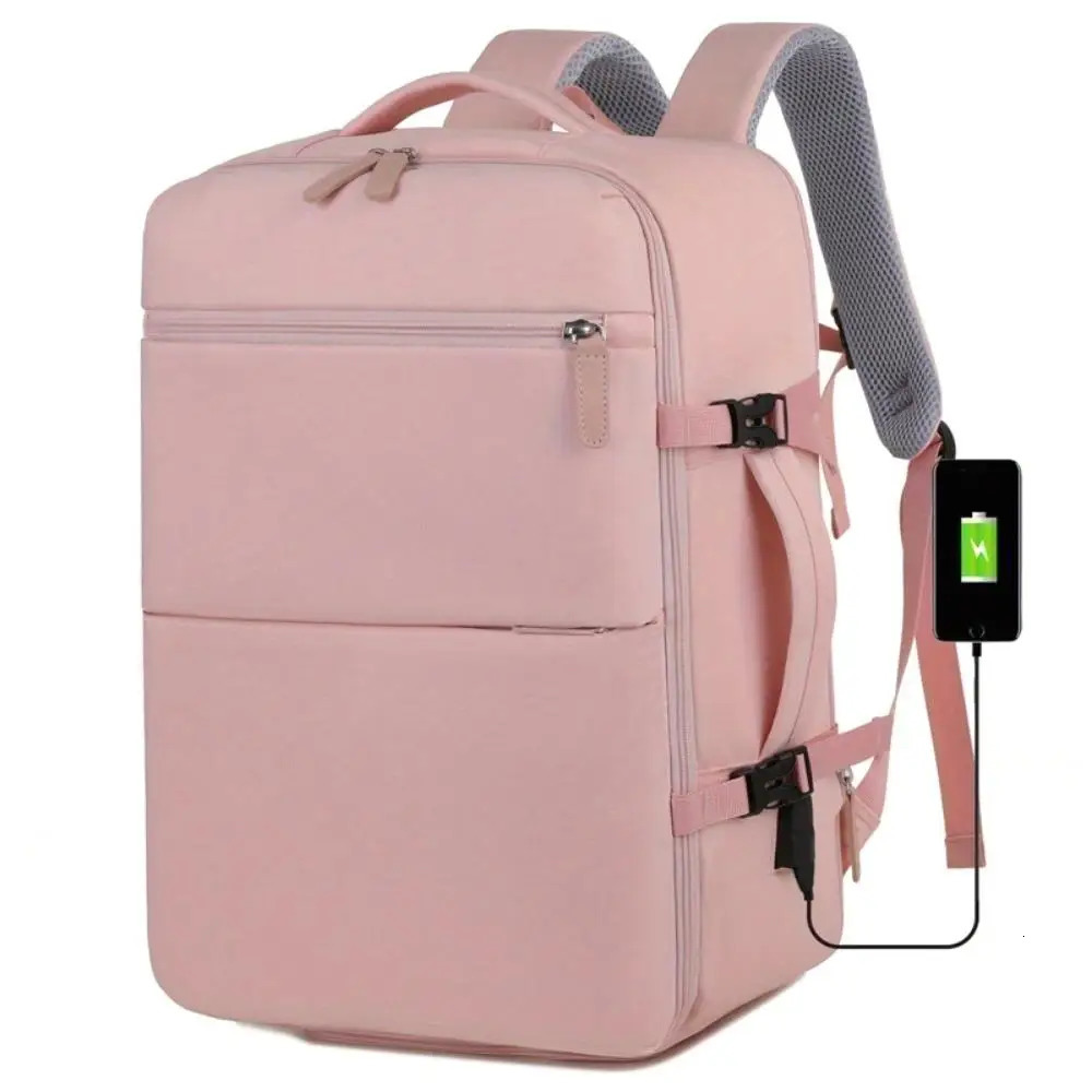 Ship from US USB Charging Womens Backpack with Shoe Pocket Large Capacity FlightApproved Travel Bag 250304FBB