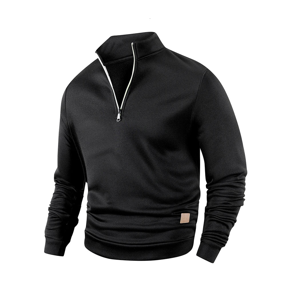Autumn Mens Long Sleeve Pullover Solid Color Half Zipper Sweaters Vneck Male Casual Daily Warm Sweatshirts Coats 250304