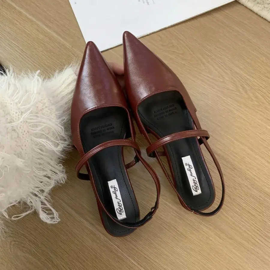 Bailamos 2024 Brand Pointed Toe Wen Sandals Fi Shallow Slip Ladies Mary Jane Shoes Flats Heel Elegant Dress Slingback Z250304