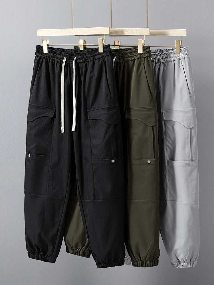 Plus Size Mens Sweatpants Multi-Pockets Joggers Baggy Cargo Pants Elastic Waist Loose Casual Harem Trousers 6XL 7XL 8XLXJ250303