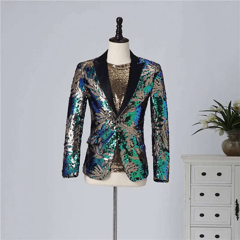 Mens Bar Concert Performance Glitter Trailblazer Jacket Singer Stage Costume Party Slimming Tailcoat Set 250304