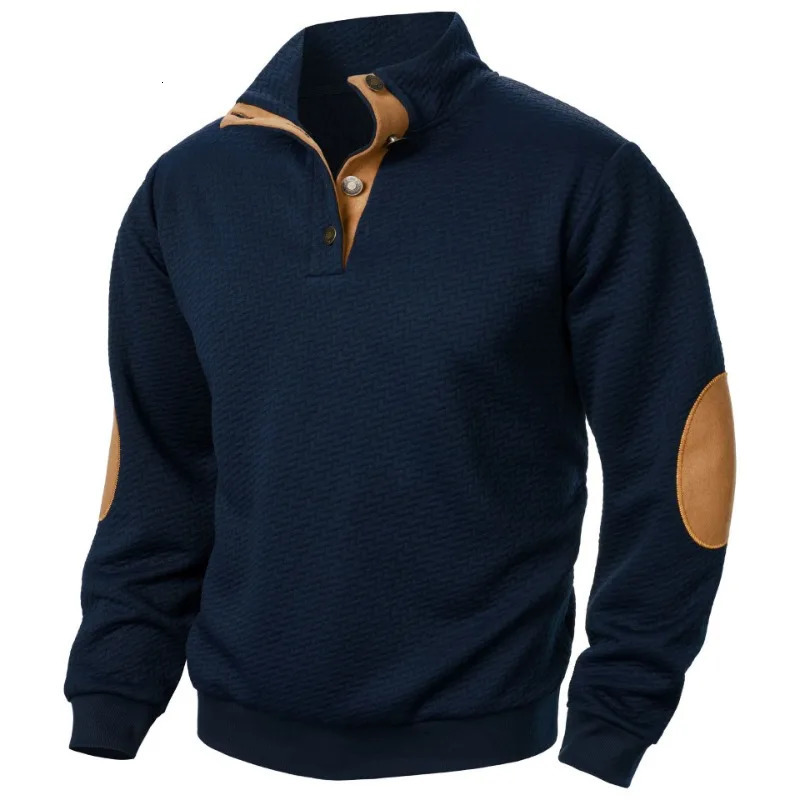 mens casual sportswear long sleeved stand up collar button down sweatshirt autumn outdoor streetwear 250304