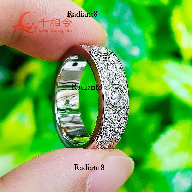 sier solid rings Classic Love Three Rows Of Eternity D VVS Moissanite Wedding Engagement Ring Ladies men