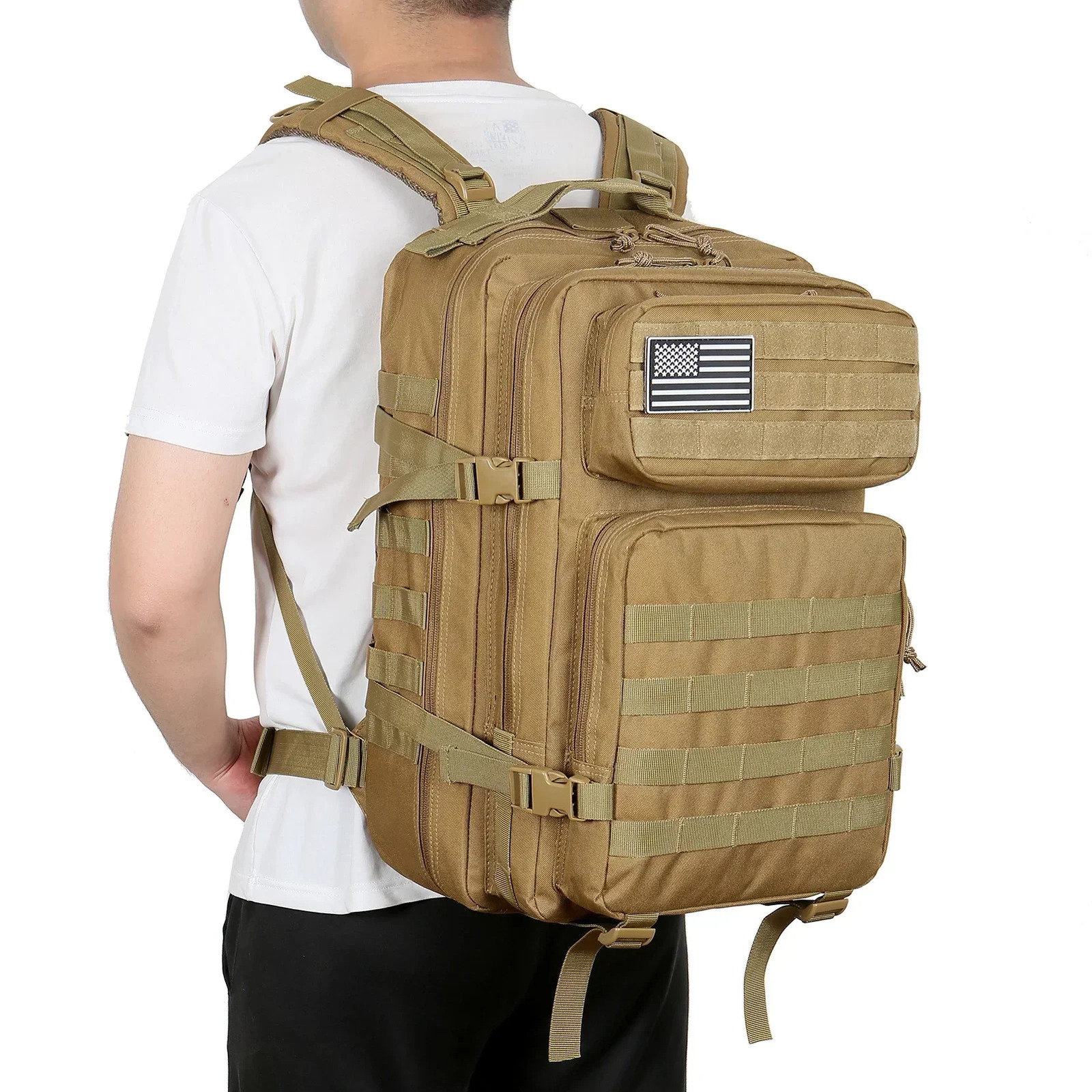 Ship from US 45L Tactical Backpack Men Hunting Trekking Rucksack School daypack camping equipment back pack bag for women Outdoor Bags 250304FBB