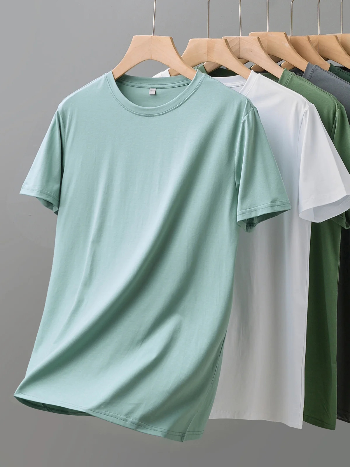 Dukeen Summer Thin Ice Silk T-Shirt for Men Crew Neck Short Sleeve Casual Soft Fitness Tops Plain Modal Cotton Oversized Tees 250304