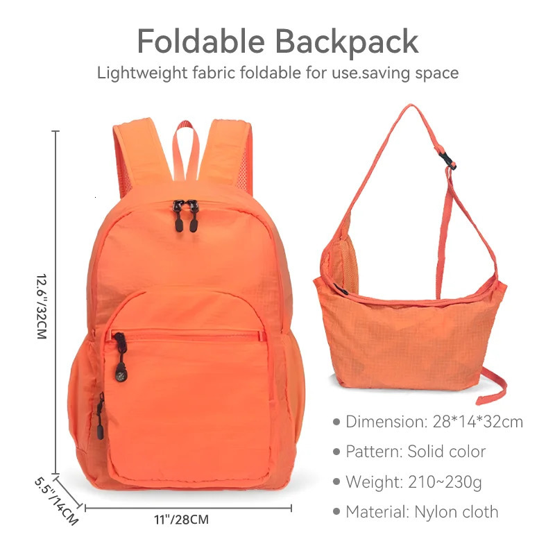 Ship from US 1PC One bag for both use foldable minimalist womens backpack easy travel companion 250304FBB
