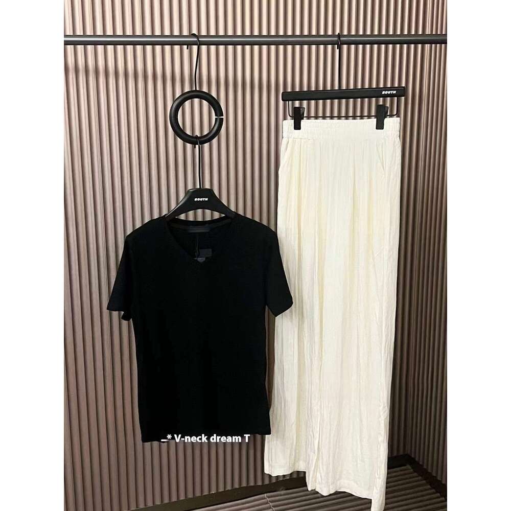 Embroidered Double Yarn V-Neck T-Shirt For Women, Loose And Slimming, Lazy Style, Casual Short Sleeved, Summer