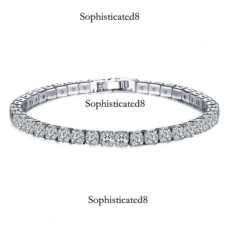 New Sterg Sier Hip Hop Fashion Women's Tennis Rose Gold Shining Cubic zirconia Bracelet Wedding Jewelry Gift