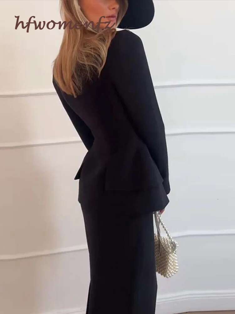 Elegant White Coat Set Square Collar Double Breasted Long Sleeve Blazer Hip Package Fashion Lady Skirt 2 Piece New Outfits