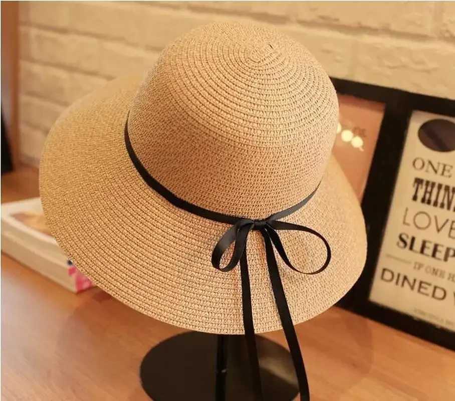 Hat for Women Fresh Summer Str Hat Sun Protection Korean Version Foldable Protection Beach Large Brim HatXJ250304