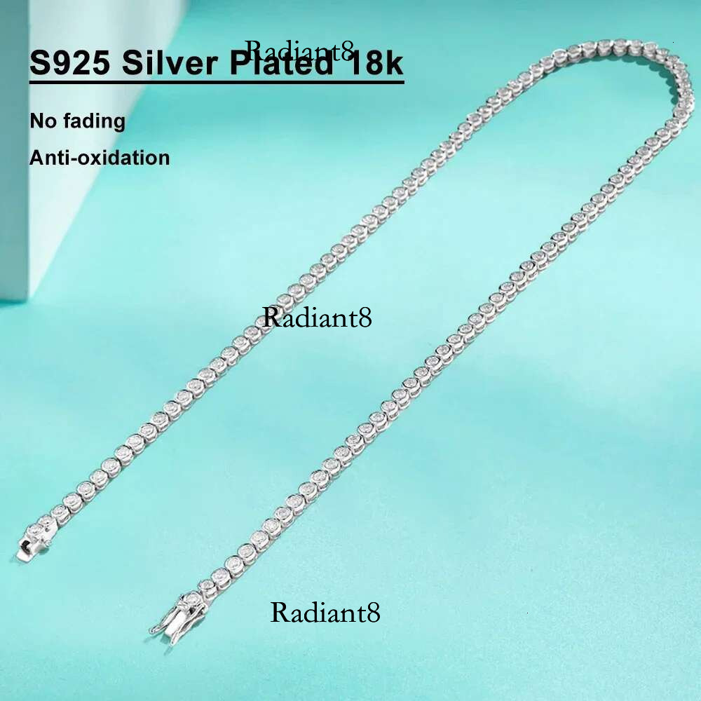 FEOBUR 2/3mm Round Tennis Necklace for Women Sterg Sier GRA Certified Moissanite Bubble Dia Necklaces