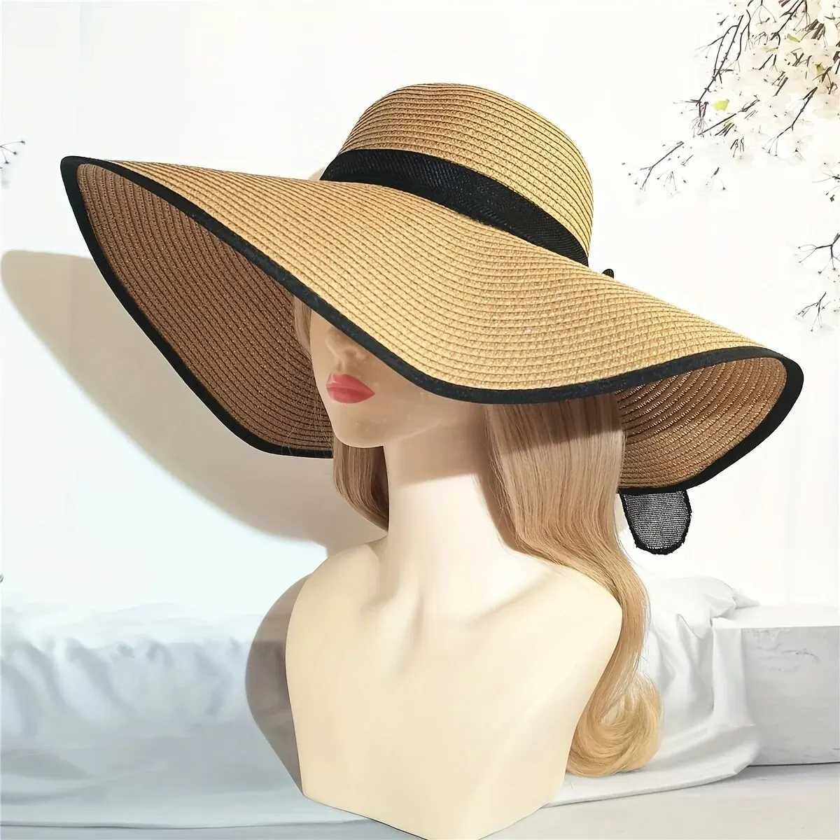 Summer Str Hat Beach Korean Style Seaside Large Brim Outdoor Sun Protection Sun Hat Vacation Foldable Str HatXJ250304