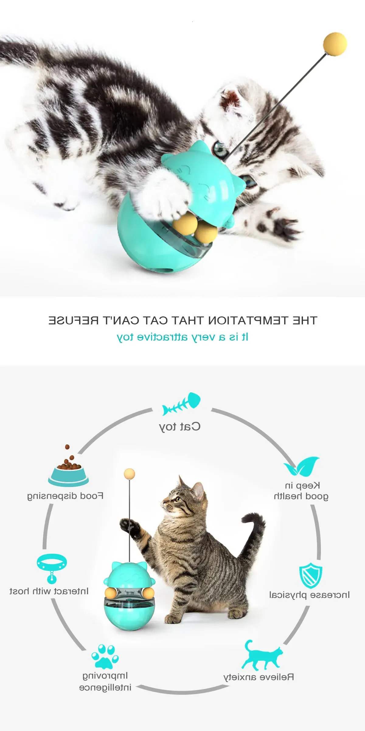 Update 2025 New Feeding Ball, Teasing Stick, Tumbler Cat Wheel Toy, Self Hi Artifact, High Quality Pet Supplies Wholesale, Free Shipping