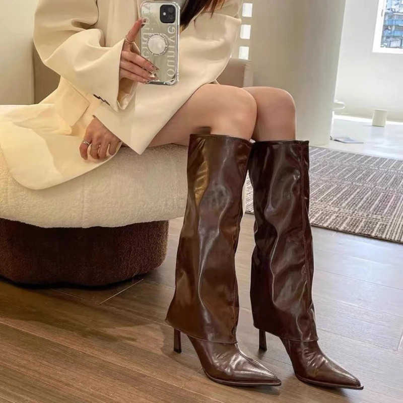 Pointed High H Wen Long Boots Knee Length Thick H Plush Insation Cfortable Lining Slim Fit Long Leg Knight Boots Z250304