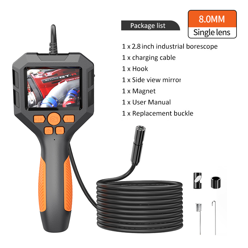Endoscope Camera with Light 2 8 Inch Screen Scope Camera HD1080P 8MM Lens Pipe Inspection USB Borescope 8 LED 2600mAh